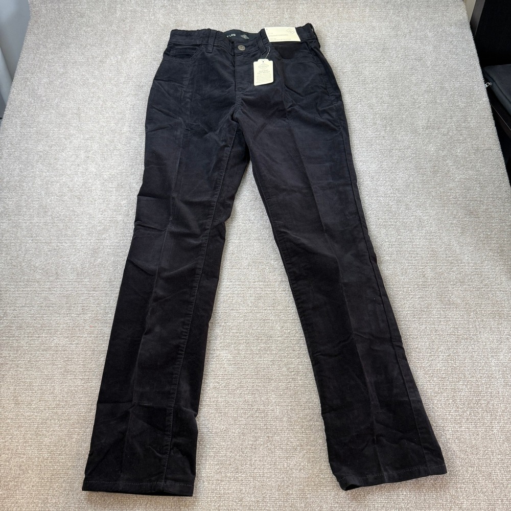MSRP $44 St. John's Bay Womens 8 Black Mid Rise Straight Corduroy Pants